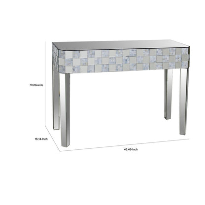 Frosted Chequered Pattern Console Table In Rectangular Shape, Clear - View 6