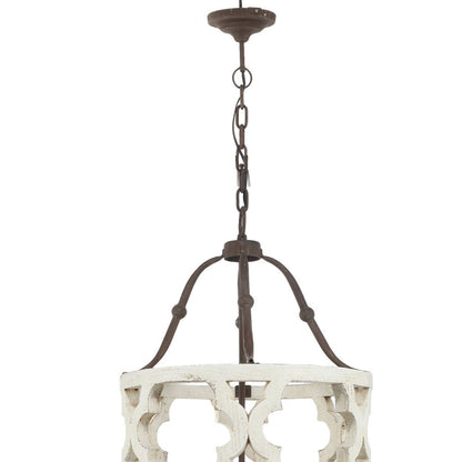 Joliette 4 Light Wood Chandelier, White - View 4