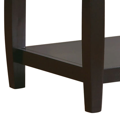 Contemporary Style Solid Wood End Table With Slightly Rounded Shape, Dark Brown - View 5