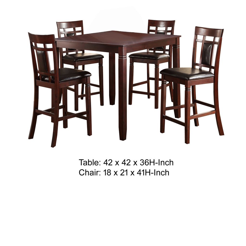 Swish Cashew Wood 5 Pieces Counter Height Dining Set In Brown - View 6