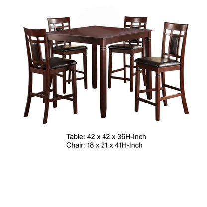 Swish Cashew Wood 5 Pieces Counter Height Dining Set In Brown - View 6