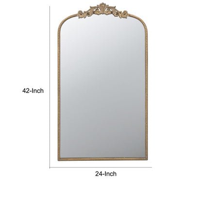 Kea 42 Inch Large Wall Mirror, Gold Curved Metal Frame, Baroque Design - View 5