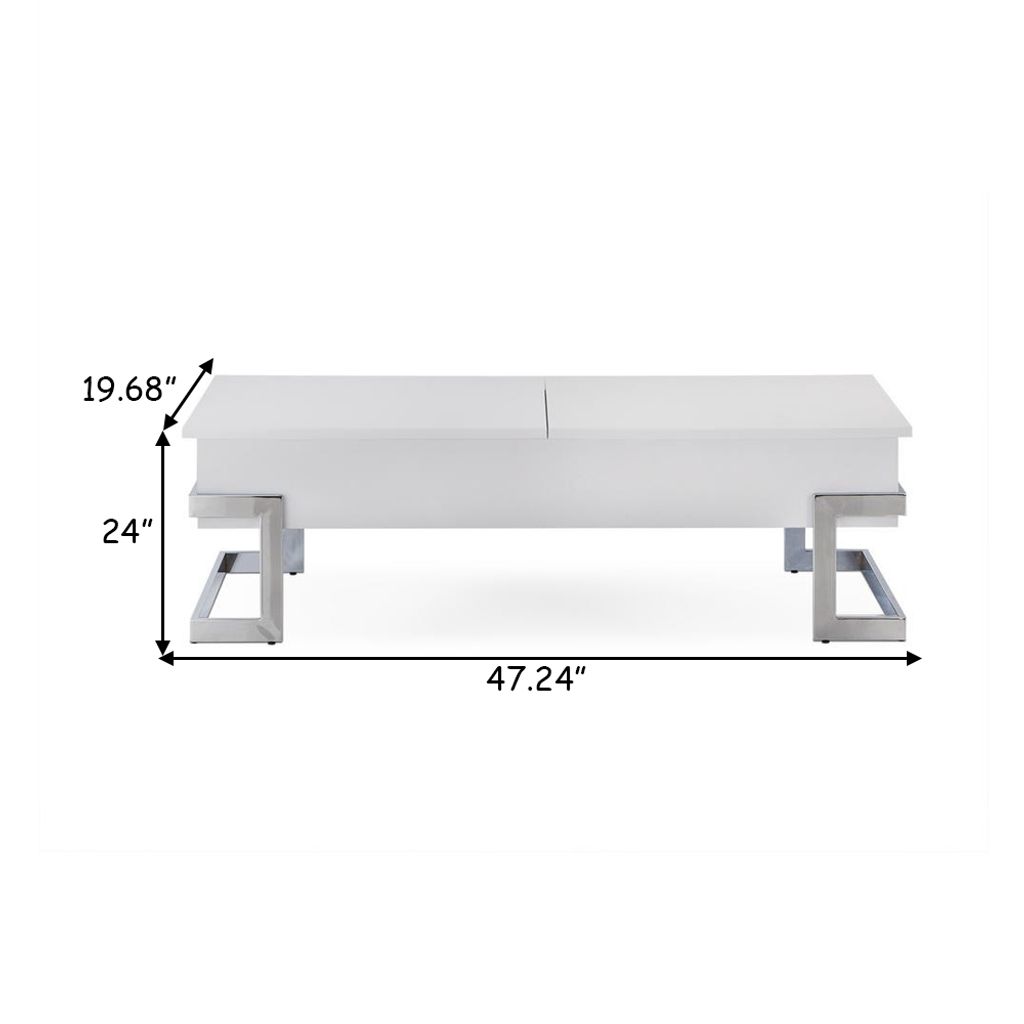 Wooden Coffee Table With Lift Top Storage Space, White - View 6