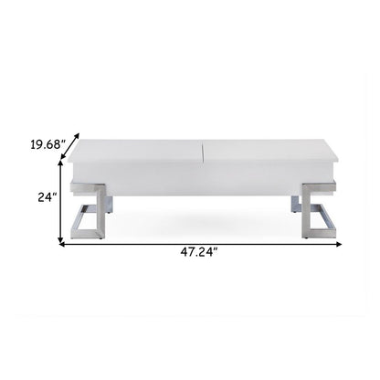 Wooden Coffee Table With Lift Top Storage Space, White - View 6