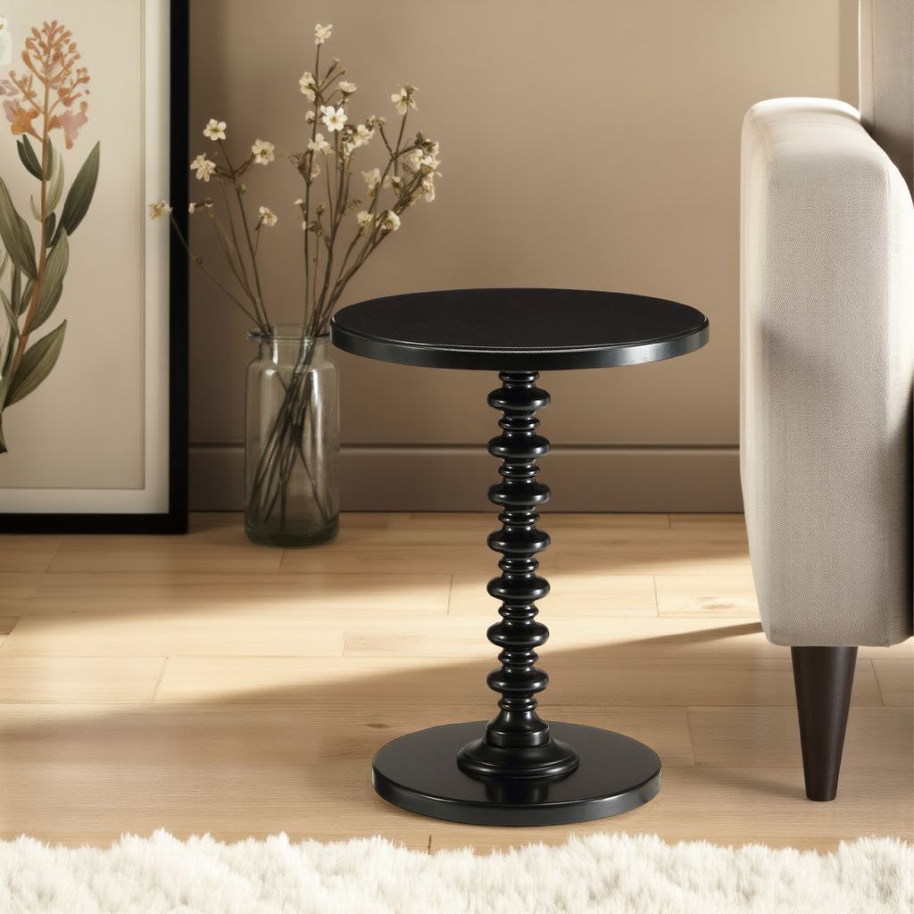 Astonishing Side Table With Round Top, Black - View 7