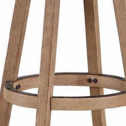 Liam 29 Inch Wood Barstool, Swivel Seat, High Density Foam Cushion, Ivory - View 4