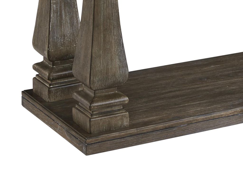 Rectangular Wooden Sofa Table with Square Baluster Legs, Gray - View 4