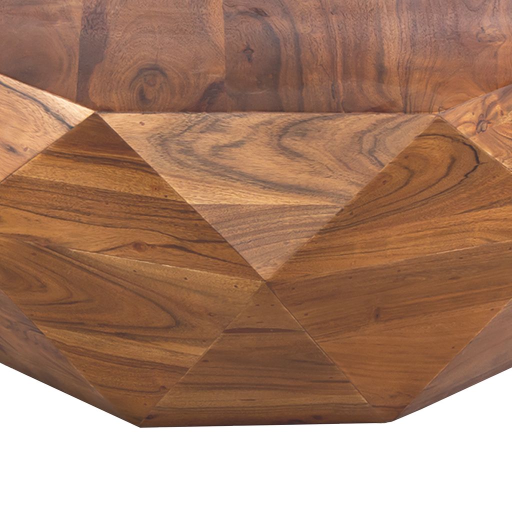 Bon 33 Inch Diamond Shape Acacia Wood Coffee Table With Smooth Top, Dark Brown - View 3