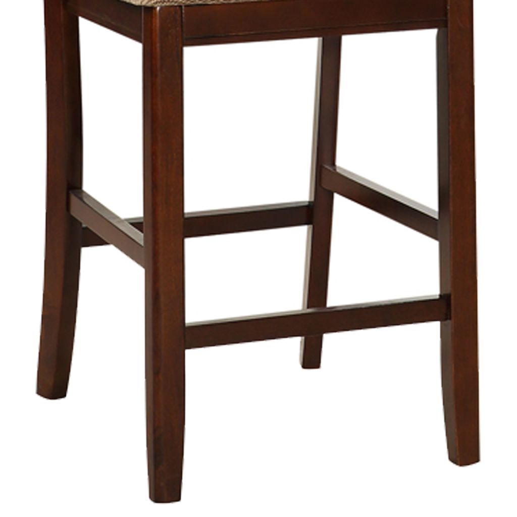 Wooden Counter Height Chair, Dark Brown & Cream, Set of 2 - View 4
