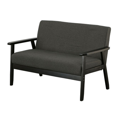 Gala 45 Inch Modern Loveseat Bench, Dark Gray Fabric, Jet Black Wood Frame - View 2