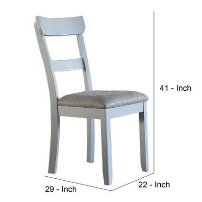 Side Chair with Fabric Seat and Open Back, Set of 2, Beige - View 6