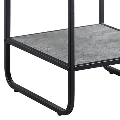 Ish 21 Inch Modern End Table with Open Shelves, Wood, Gray, Black - View 5