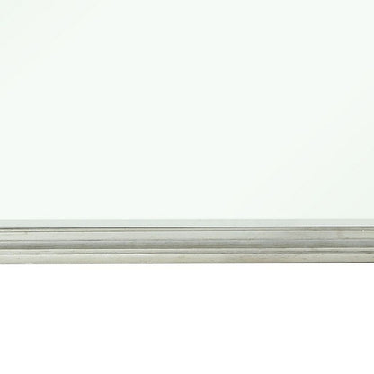 Wooden Raised Geometric Pattern Frame Mirror with Beveled Edges, Silver - View 5