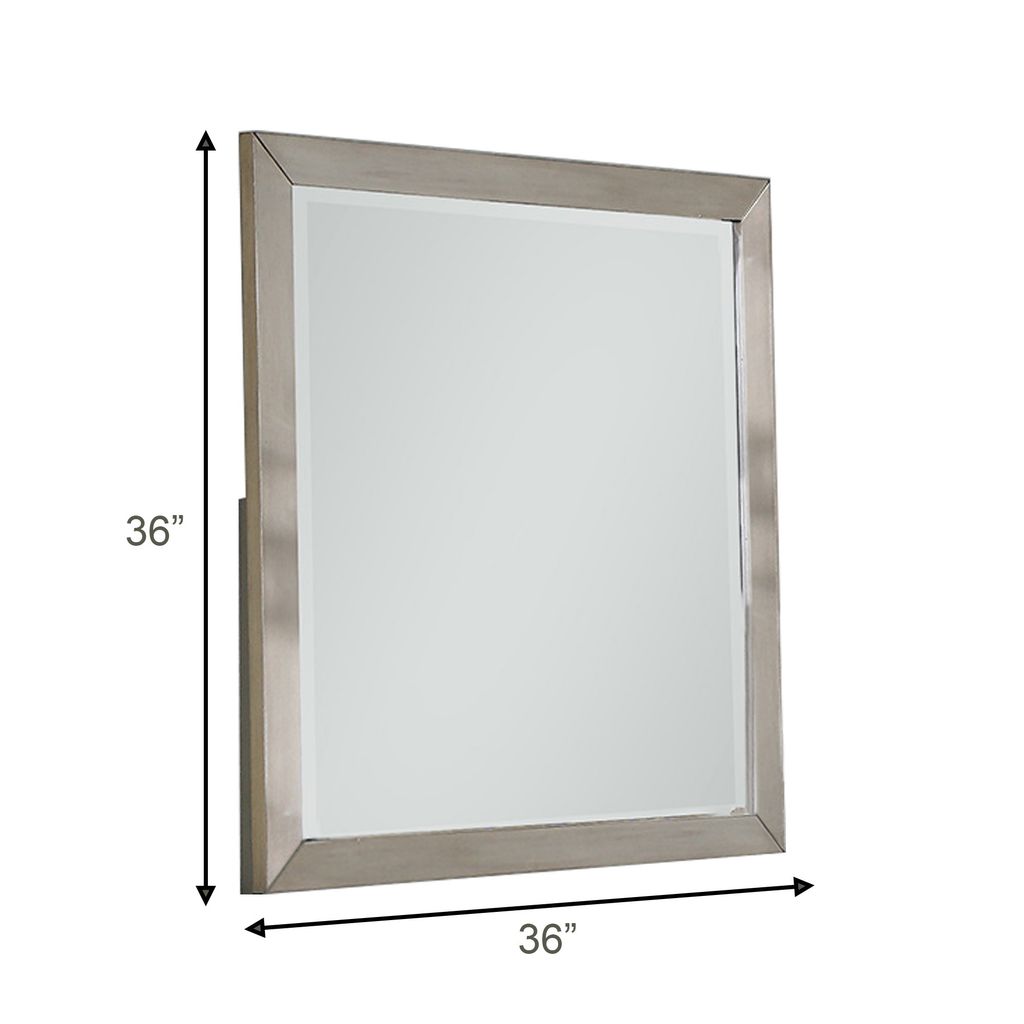 Bran 36 x 36 Modern Square Dresser Mirror, Pine Wood, Light Brown - View 5