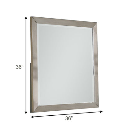 Bran 36 x 36 Modern Square Dresser Mirror, Pine Wood, Light Brown - View 5