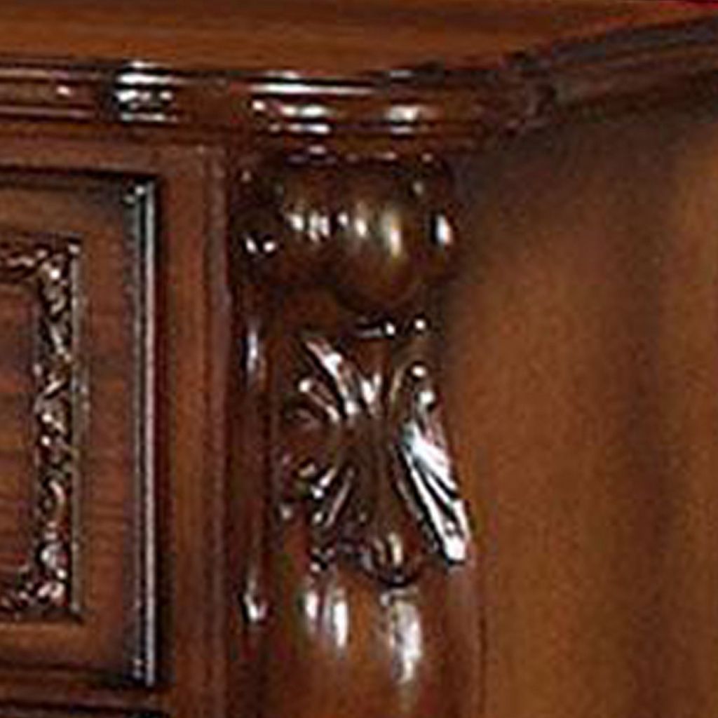 Wooden Night Stand with Two Drawer In Traditional Style, Brown - View 3