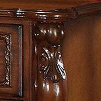 Wooden Night Stand with Two Drawer In Traditional Style, Brown - View 3