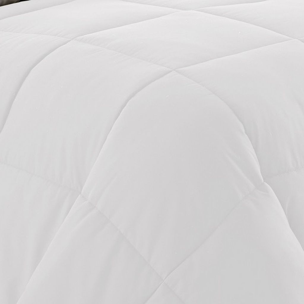 Beth Reversible Microfiber Queen Comforter, Squared Stitching, White, Gray - View 3