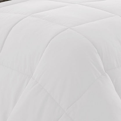 Beth Reversible Microfiber Queen Comforter, Squared Stitching, White, Gray - View 3