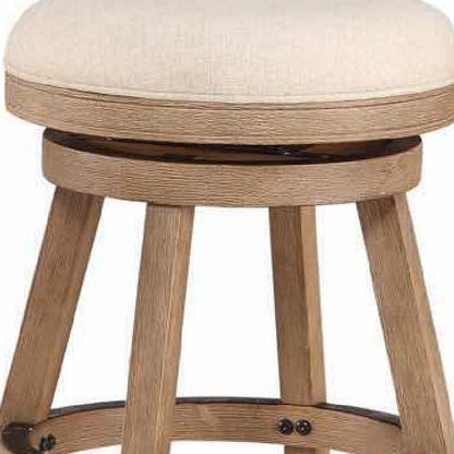 Liam 24 Inch Wood Counter Stool, Swivel Seat, High Density Foam Cushion, Ivory - View 4