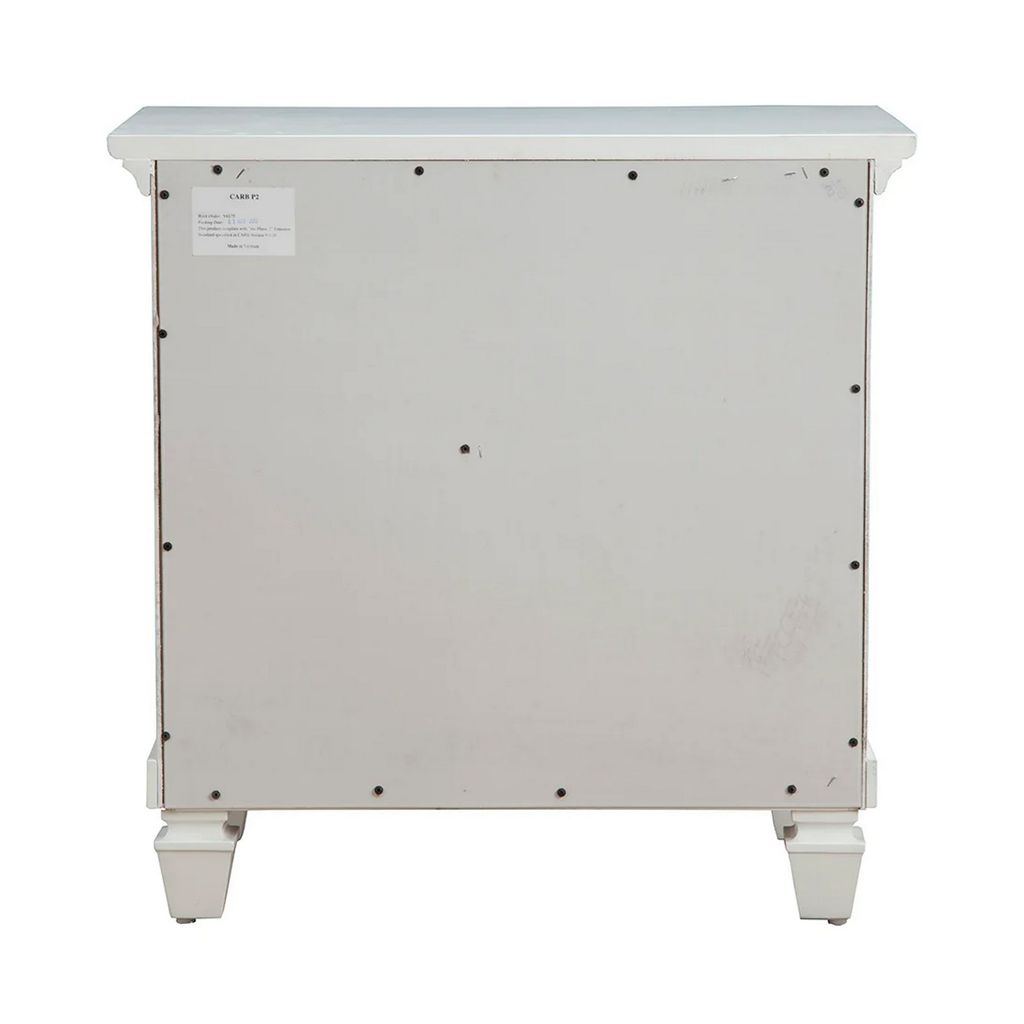 Pine Wood 3 Drawer Nightstand in White - View 4