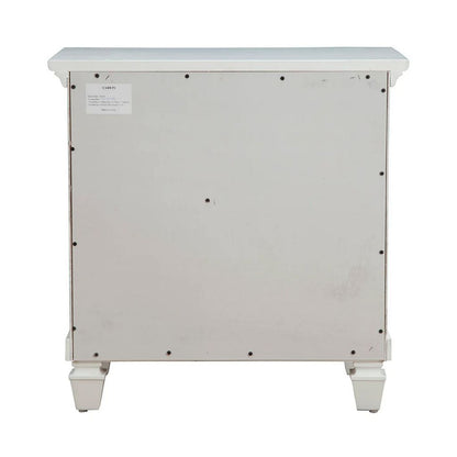 Pine Wood 3 Drawer Nightstand in White - View 4