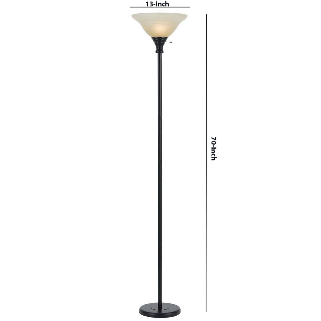 Metal Round 3 Way Torchiere Lamp with Frosted Shade, Dark Bronze and Gold - View 6