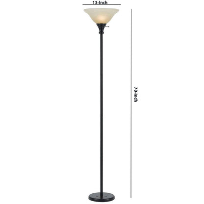 Metal Round 3 Way Torchiere Lamp with Frosted Shade, Dark Bronze and Gold - View 6