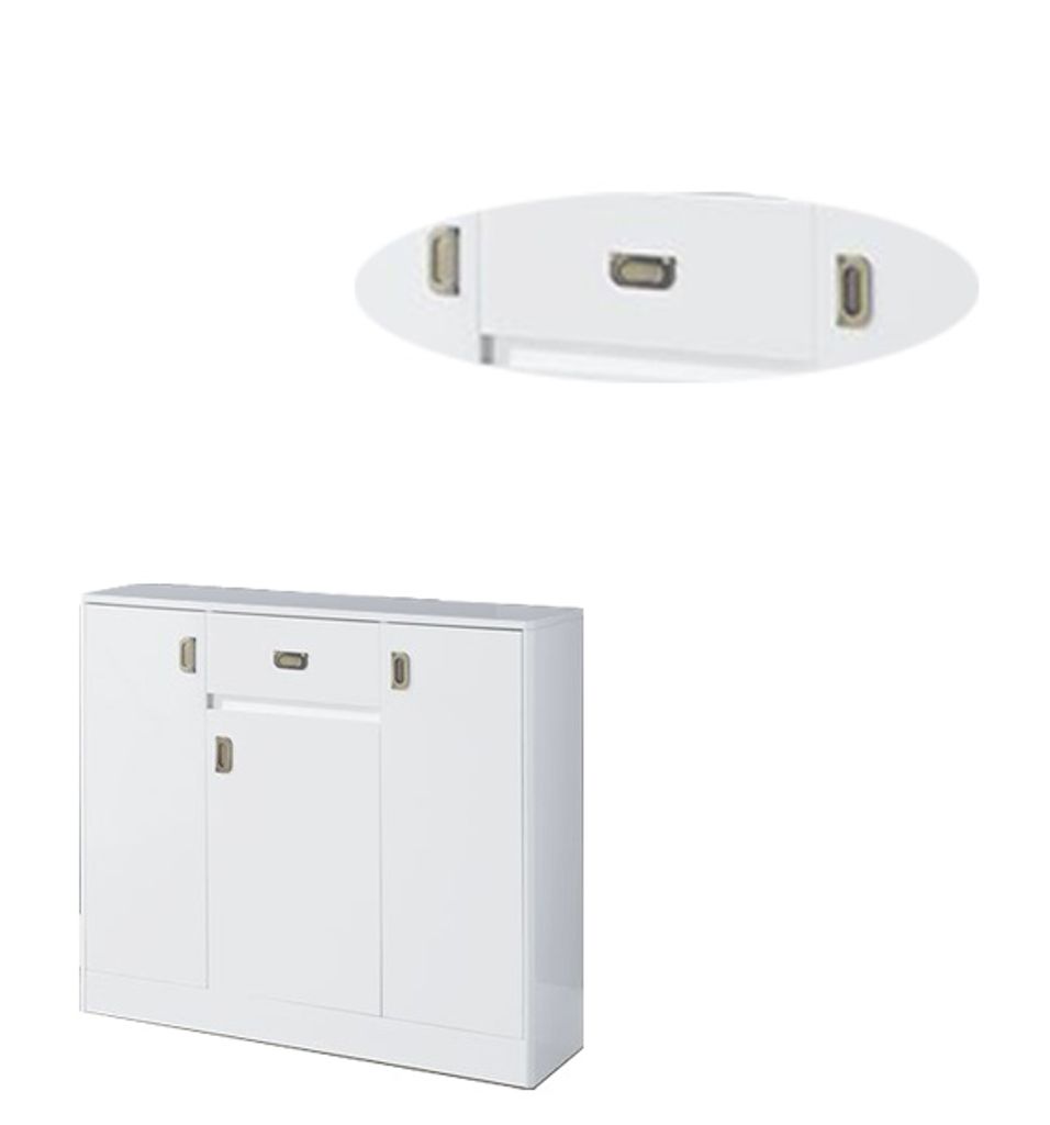 Server with 3 Door Storage and High Gloss, White - View 4