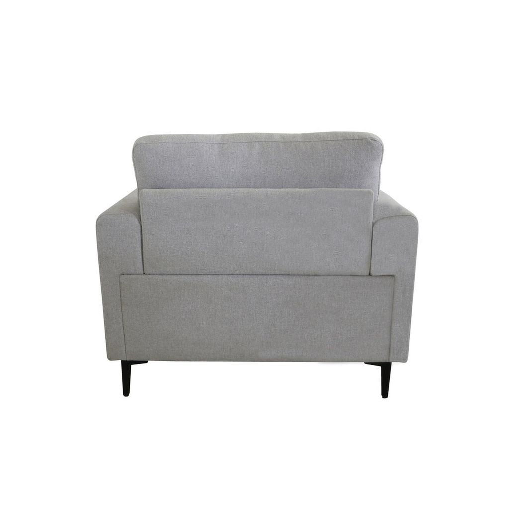 Chair with Fabric Upholstery and Sleek Metal Legs, Gray - View 4