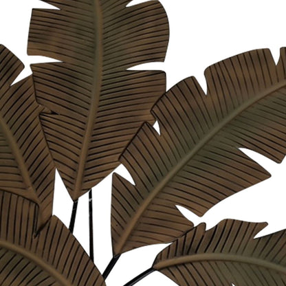 35 Inch Tropical Metal Palm Leaf Wall Mount Accent Decor, Brushed Green, Antique Yellow, Black - View 7