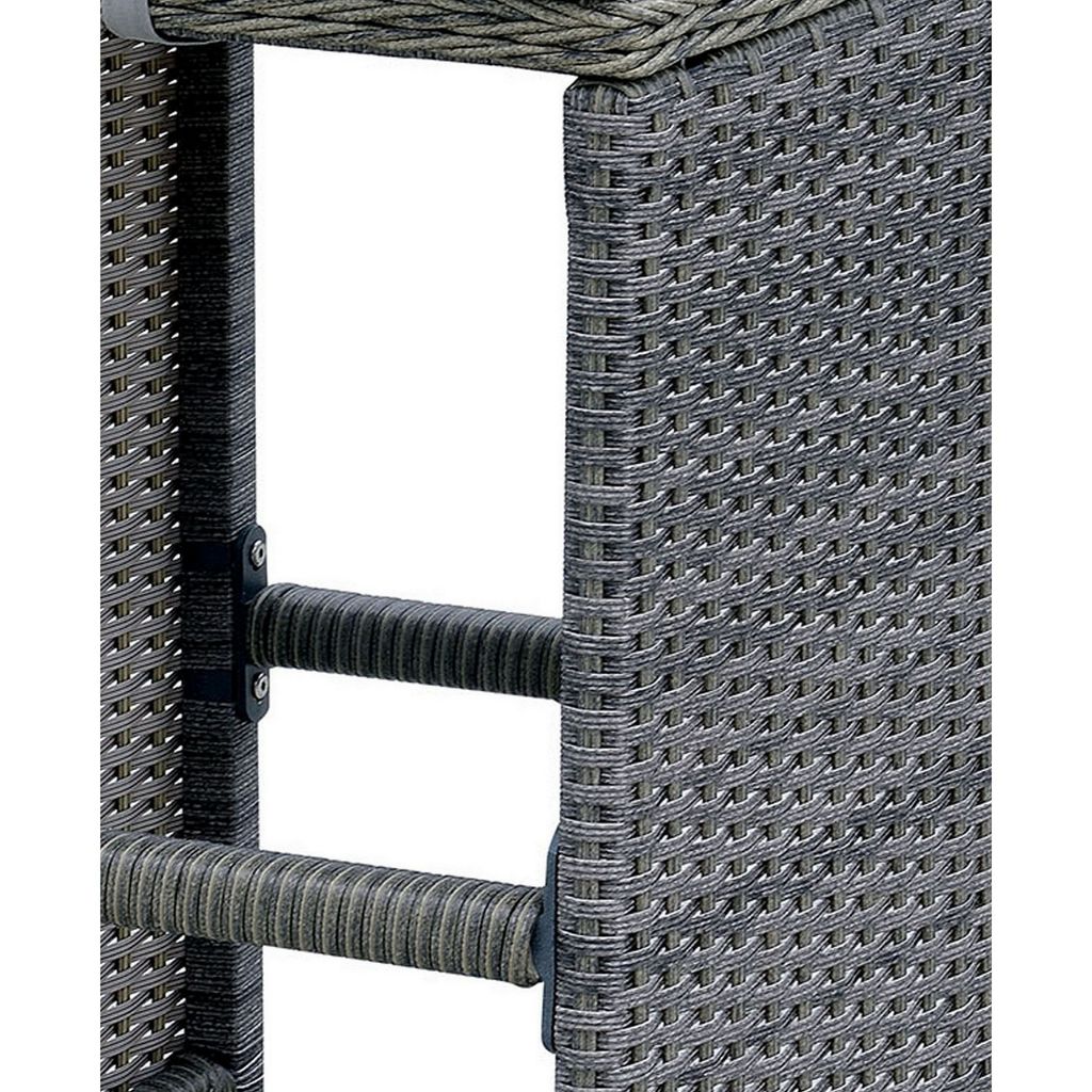 6 Piece Patio Bar Stool In Aluminum Wicker Frame And Padded Fabric Seat, Gray - View 5