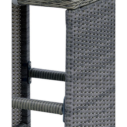 6 Piece Patio Bar Stool In Aluminum Wicker Frame And Padded Fabric Seat, Gray - View 5