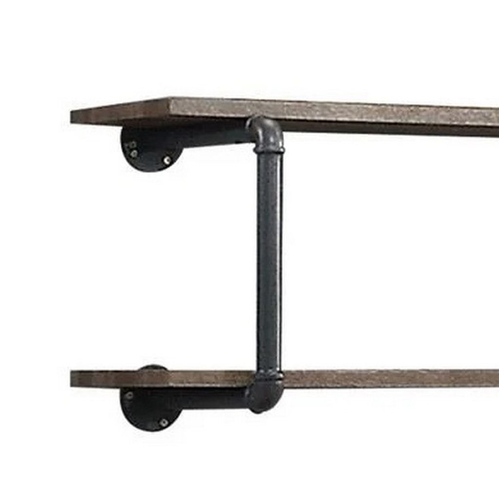 Antique Metal Framed Wall Rack, Brown and Gray - View 5