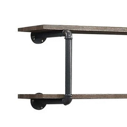 Antique Metal Framed Wall Rack, Brown and Gray - View 5