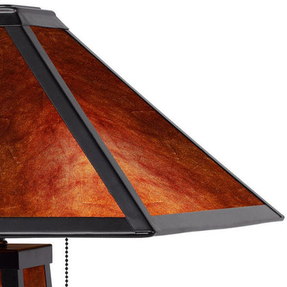 24 Inch Elegant Mica Table Lamp With Night Light, Pull Chain Switch - View 2