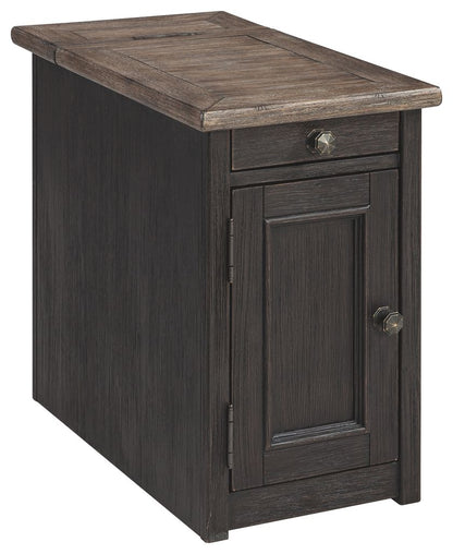 Wooden End Table with 2 USB Charging Ports, Brown