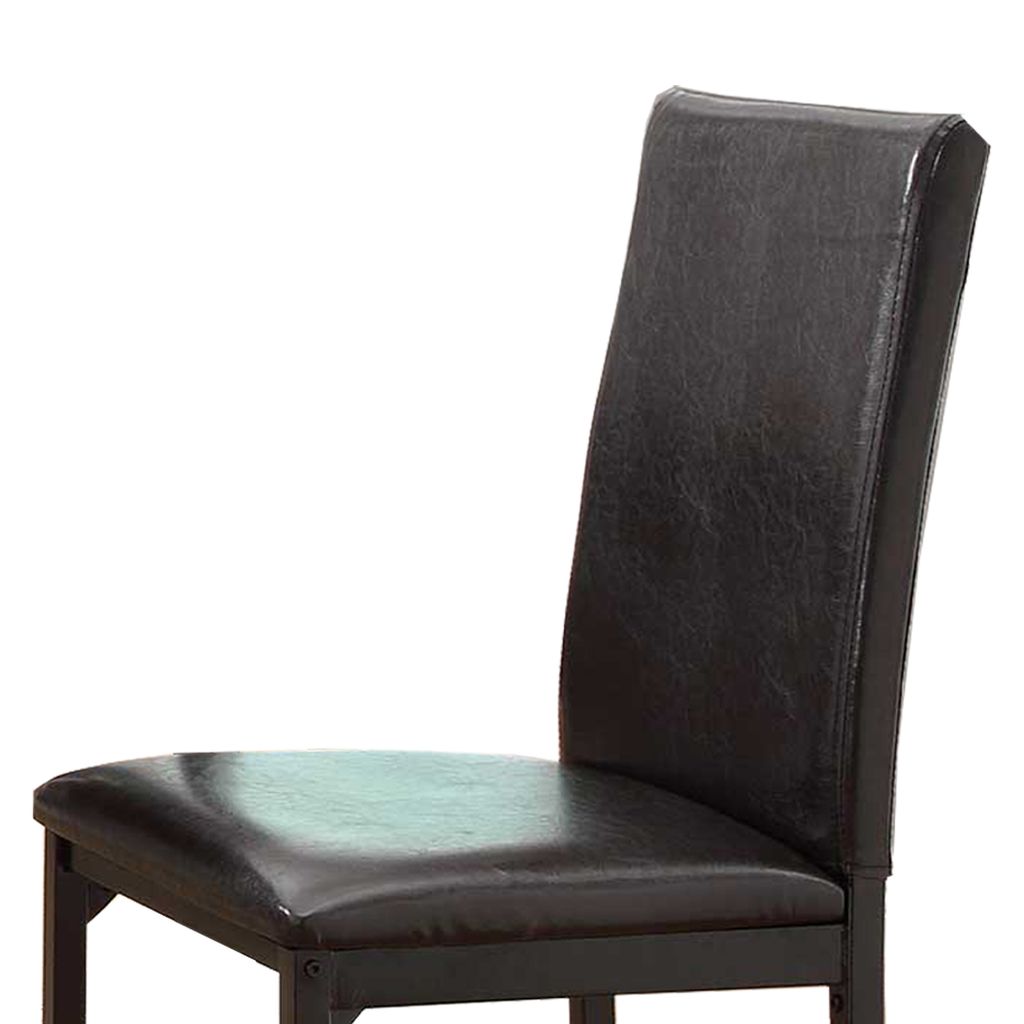 Leatherette Upholstered Counter Height Metal Frame Side Chair, Dark Brown (Set of 4) - View 3