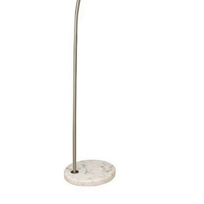 Floor Lamp with Arched Extendable Neck and Marble Base, Silver - View 5
