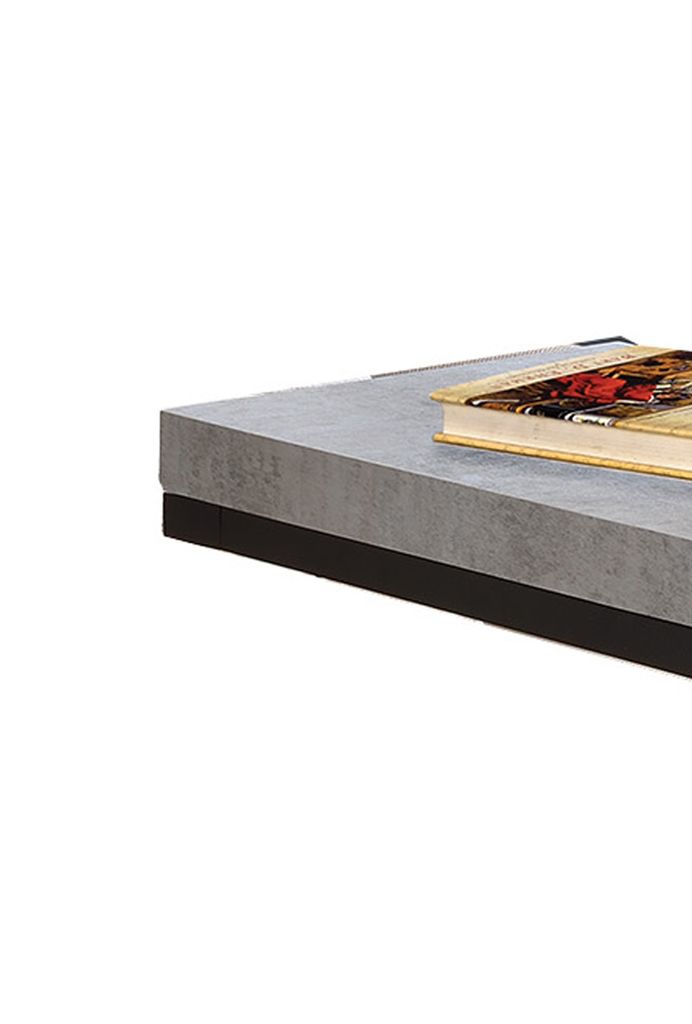 Industrial Faux Cement Designed Snack Table, Gray And Black - View 3