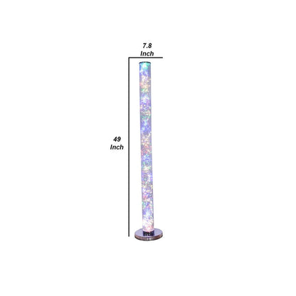 Floor Lamp with LED Bulbs and Wireless Remote Control, Silver - View 6