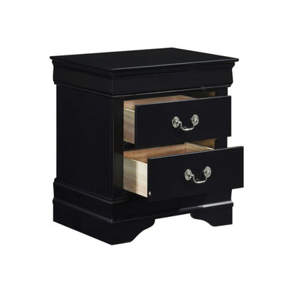 Traditional Style Wooden Night Stand With 2 Drawers Black - View 4
