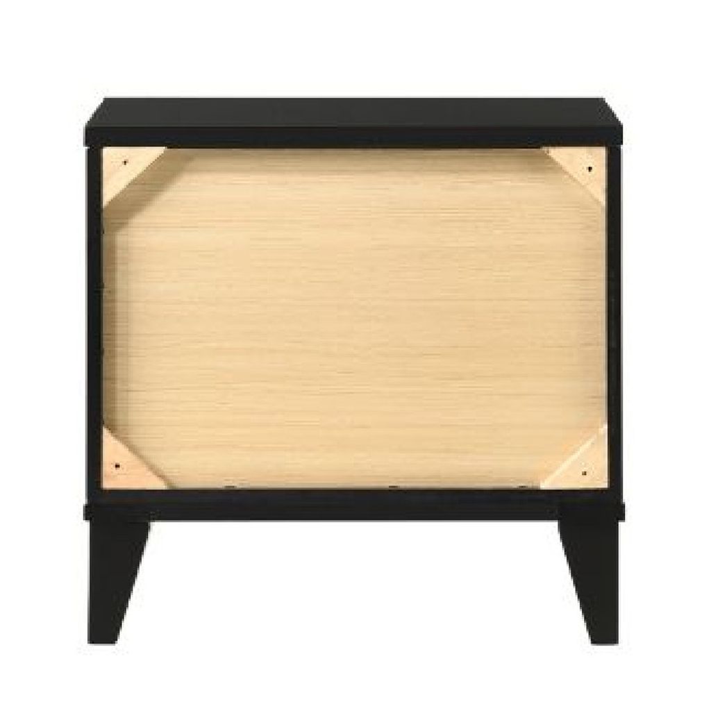 Nightstand with 2 Drawers and Metal Trim, Black - View 4