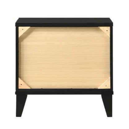 Nightstand with 2 Drawers and Metal Trim, Black - View 4