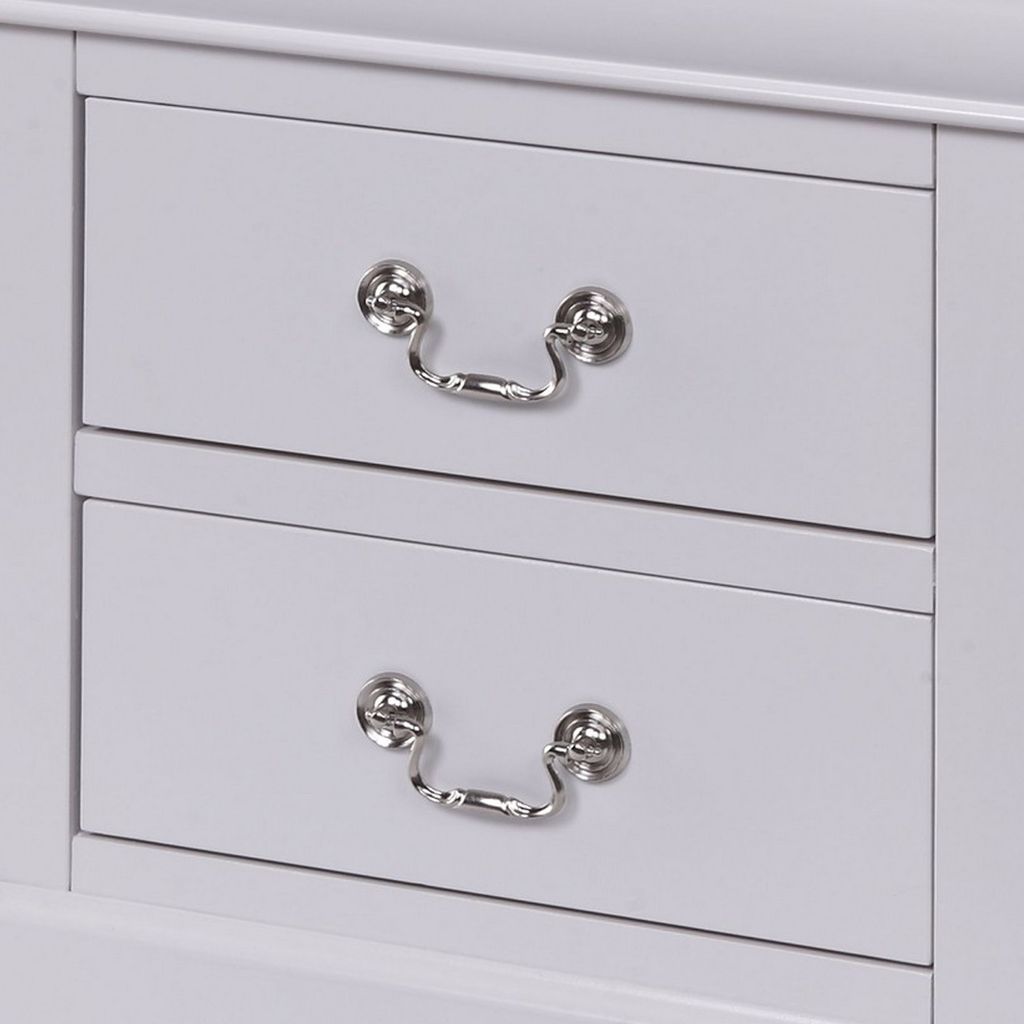 24 Inch Modern Classic Nightstand, 2 Drawers, Drop Handles, Wood, White - View 3