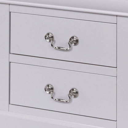 24 Inch Modern Classic Nightstand, 2 Drawers, Drop Handles, Wood, White - View 3