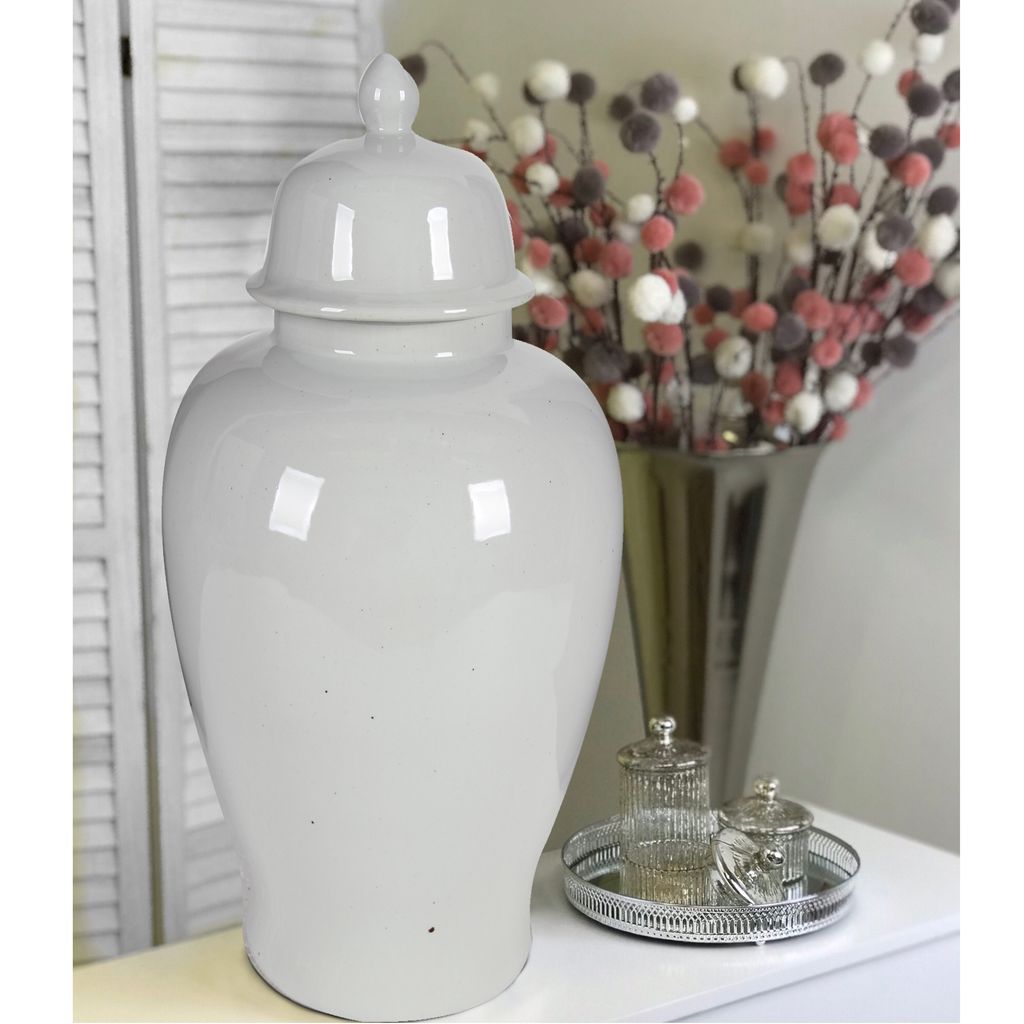 Ceramic Ginger Jar With Lid, Off White - View 6