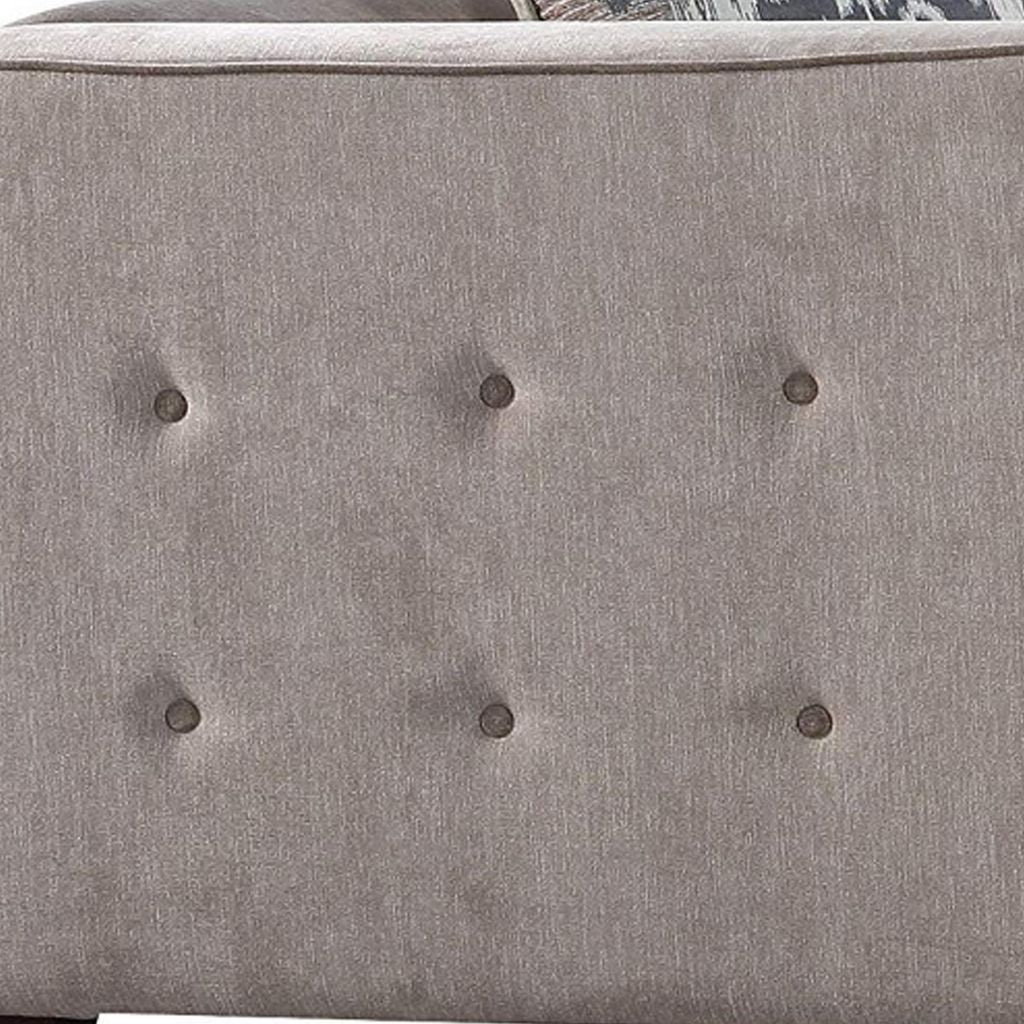 Fabric Upholstery Chair With Button Tufted Backrest And Sides, Light Gray - View 5