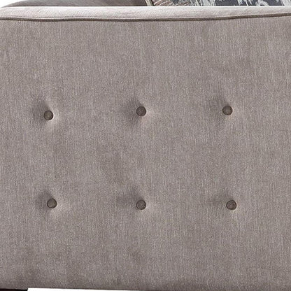 Fabric Upholstery Chair With Button Tufted Backrest And Sides, Light Gray - View 5