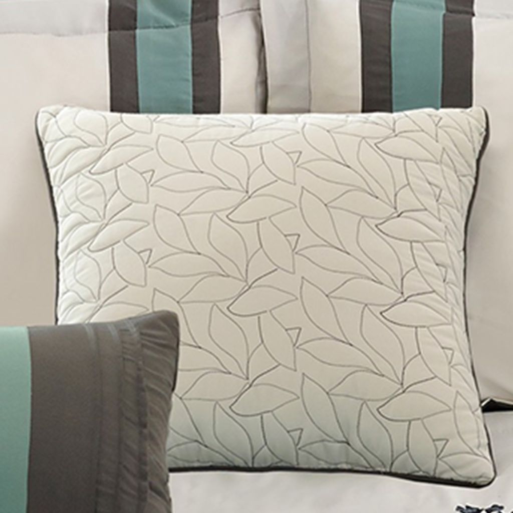 8 Piece Queen Polyester Comforter Set with Floral Embroidery, Multicolor - View 4